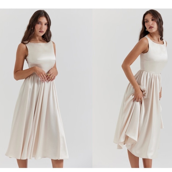 HOUSE OF CB‎ 'Shayla' Vintage Cream Midi Dress NWOT size XS - Picture 1 of 7